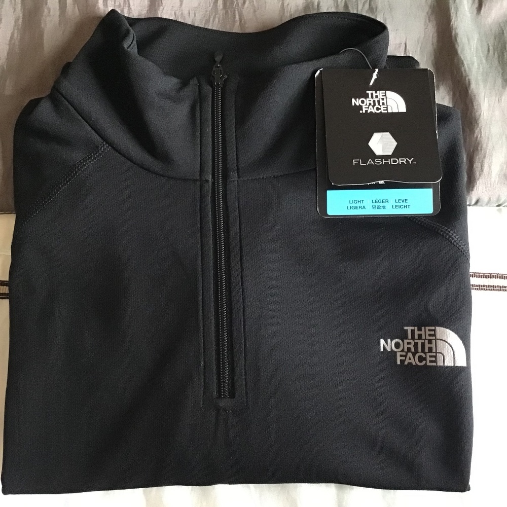 NORTH FACE Long Sleeves Black FAST-DRY Women’s Action Sports Zip Neck Top
